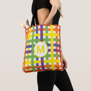 Monogramm-Buchstabe Sommer Strand Spaß Regenbogen Tasche