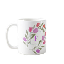 Monogramm Buchstaben F Lila und weiß mit Blume