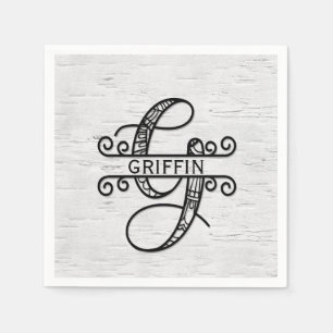 Monogramm Buchstaben G mit Familienname Serviette