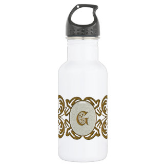 Monogramm-Buchstaben G mit verziertem Scrollbild Trinkflasche