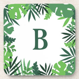 Monogramm-Buchstaben, grün, tropische Blätter Getränkeuntersetzer