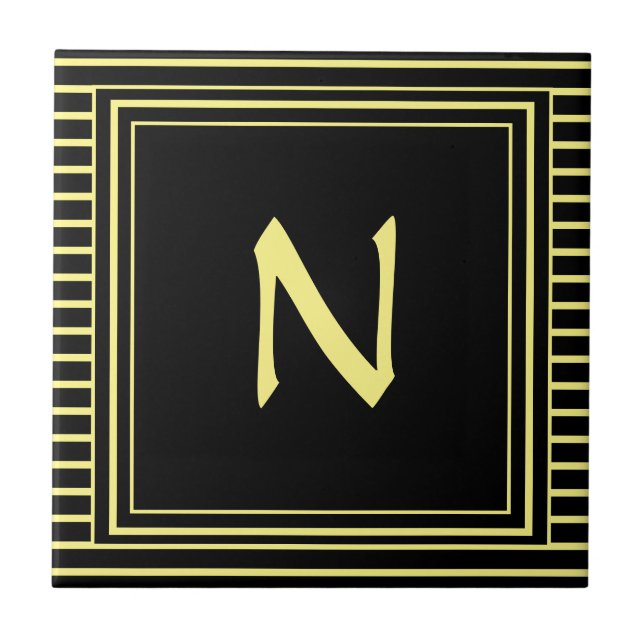 Monogramm-Buchstaben N Streifen Fliese (Vorderseite)