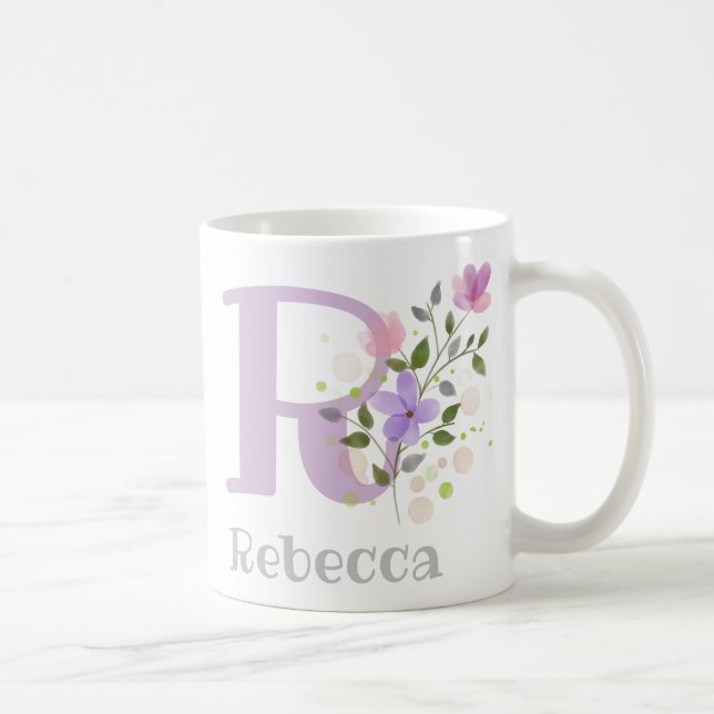 Monogramm Buchstaben R und Christlicher Name Kaffeetasse (Rechts)