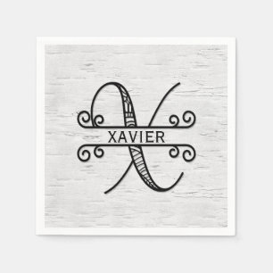 Monogramm Buchstaben X mit Familienname Serviette