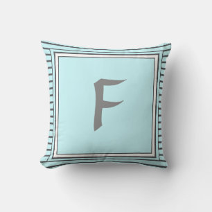 Monogramm-Buchstabenstreifen aus grauem Rahmen Kissen