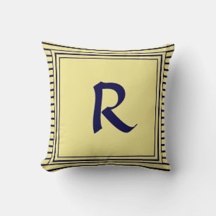 Monogramm Buchstabenstreifen mit blauer Rahmen Kis Kissen