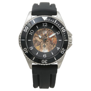 Monogramm Buck in Herbst Camouflage Weißer Schwan Armbanduhr