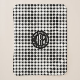 Monogramm, Buffalo-Karo Kariert Schwarz und Weiß Sherpadecke