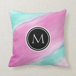 Monogramm-buntes Aquarell Kissen
