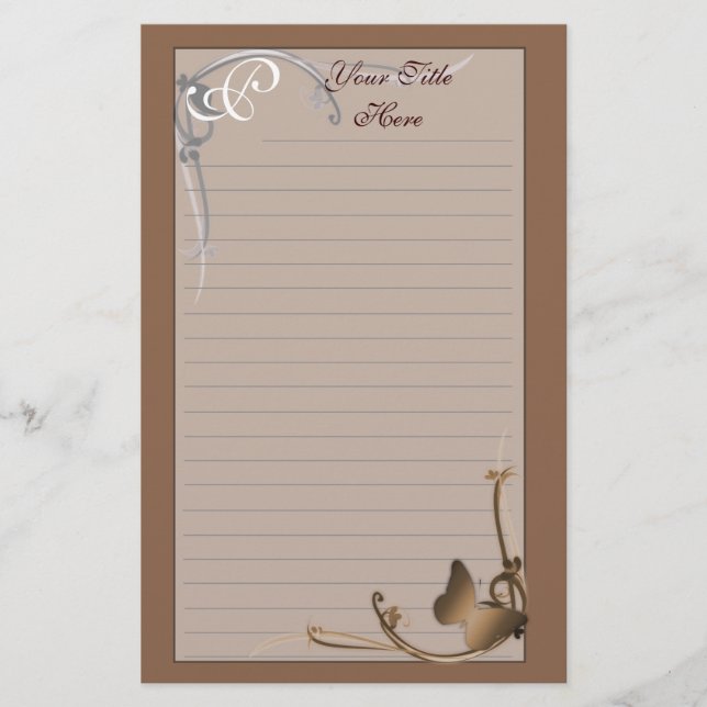 Monogramm-Butterfly-Stationierung Briefpapier (Vorderseite)