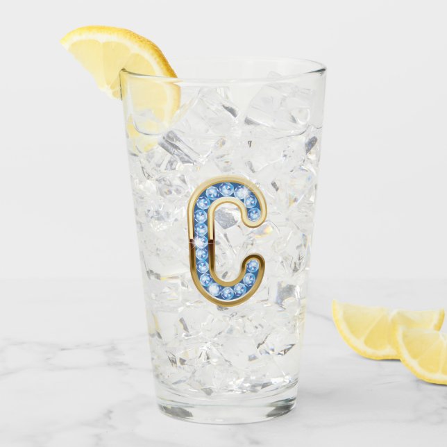 Monogramm C - 16 oz Glas (Vorderseite Ice)