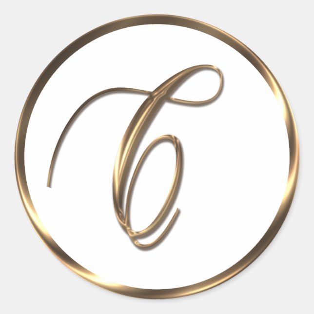 Monogramm C Imitate Bronze Runder Aufkleber (Vorderseite)