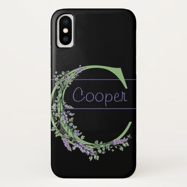 Monogramm C Lavendel Eucalyptus Case-Mate iPhone Hülle (Rückseite)