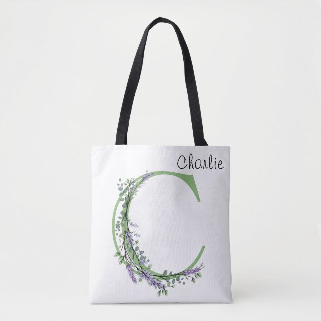 Monogramm C Lavendel Eukalyptus Tasche (Vorderseite)