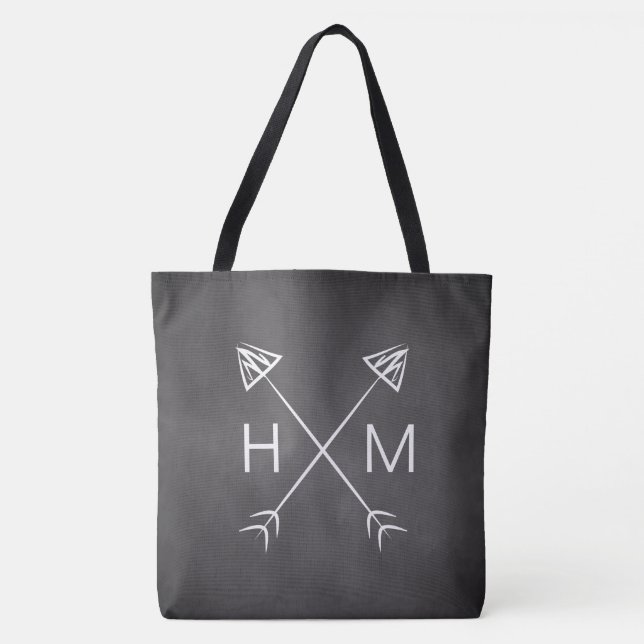 Monogramm-Chalkboard-Pfeile Erstboho Bohemisch Tasche (Vorderseite)