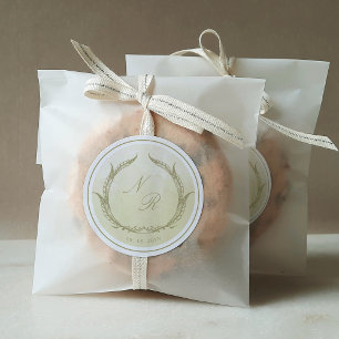 Monogramm Champagner Aquarell-Umschlag-Siegel /Fav Runder Aufkleber