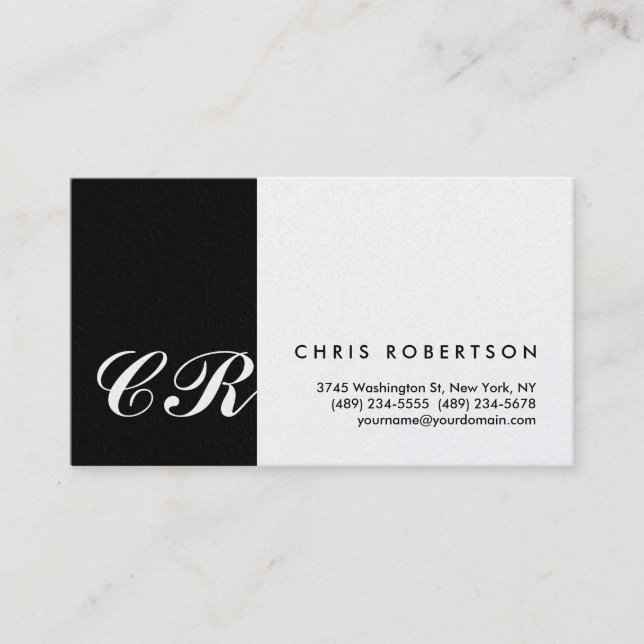 Monogramm Charming Strip-Visitenkarte Visitenkarte (Vorderseite)