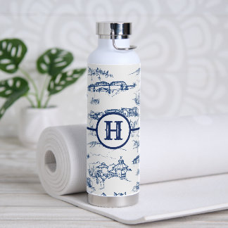 Monogramm Chattanooga Toile Blue Water Flasche
