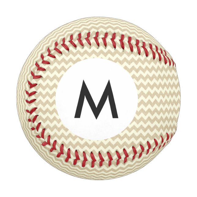 Monogramm Chevron-Muster Baseball (Vorderseite Links)