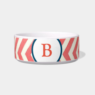 Monogramm, Chevron rot, blau weiß Napf