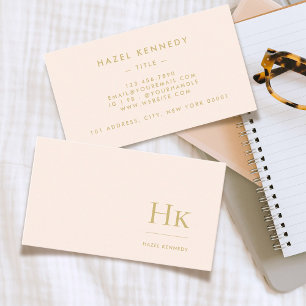 Monogramm Chic Blush Pink Gold Einfache Elegant Visitenkarte