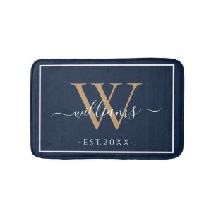 Monogramm Chic Gold Schrift Namen Hochzeitsdatum N Badematte