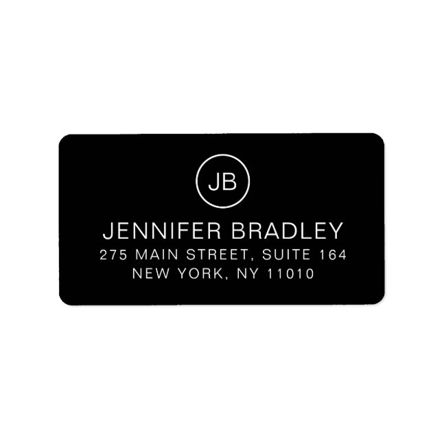 Monogramm Chic Personalisiert Name Rücksendeadress Adressaufkleber (Vorne)