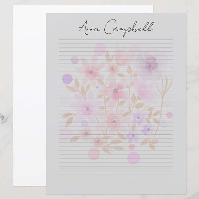 Monogramm Chic Schriftname Schreibwarenpapier (Vorne/Hinten)