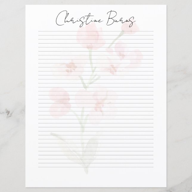Monogramm Chic Schriftzug Name Schreibwarenpapier (Vorderseite)