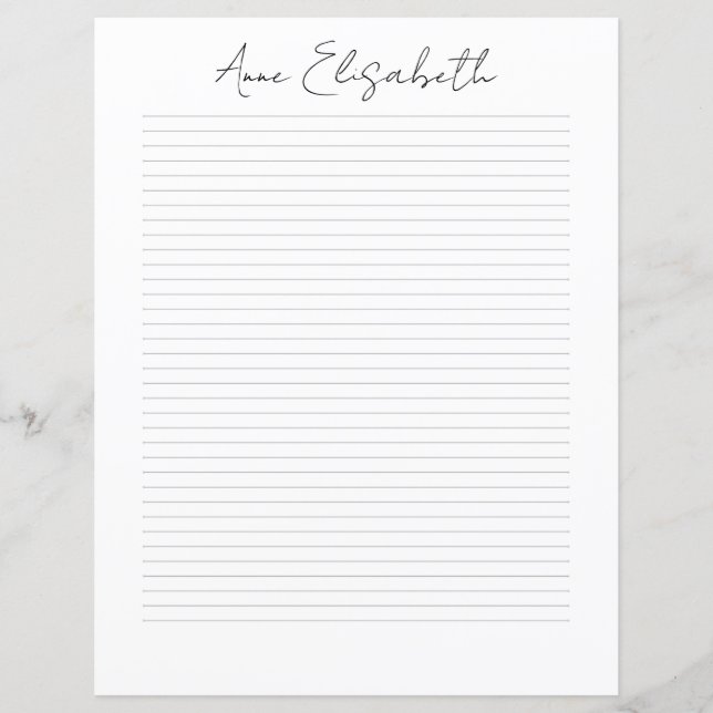 Monogramm Chic-Schriftzug Name Schreibwarenpapier (Vorderseite)