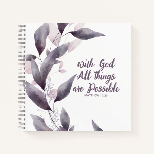 Monogramm Christliches Journal mit Lila botanische Notizbuch (Vorderseite)