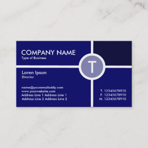 Monogramm Circle Cross - Shades of Dark Blue Visitenkarte