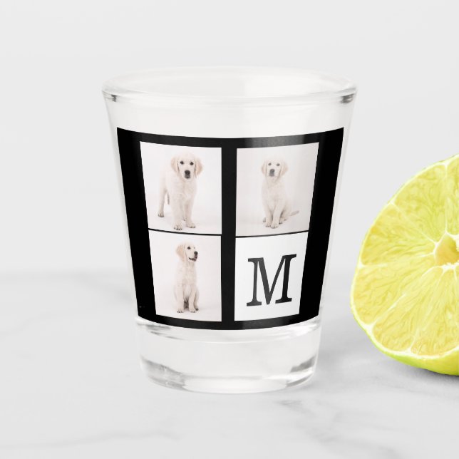 Monogramm-Collage für die Foto-Familie erstellen Schnapsglas (Vorderseite)
