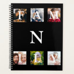 Monogramm-Collage für Fotos der Familie Personalis Planer<br><div class="desc">Personalisiert mit monogramm Personalplaner mit 6 Foto Collage Space und Name Typografie. Alle schwarz. Fügen Sie Ihre Lieblings-Fotos auf diesem schlanken Planer hinzu.</div>