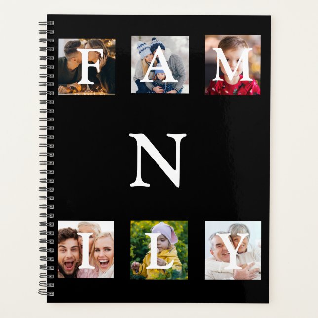 Monogramm-Collage für Fotos der Familie Personalis Planer (Vorderseite)