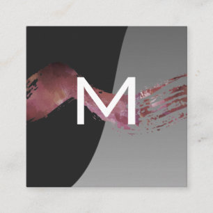 Monogramm Color Block Artistic Brush Quadratische Visitenkarte