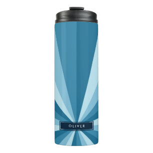 Monogramm Coole Farbtöne des Musters des blauen F Thermosbecher