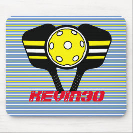 Monogramm coole Streifen Pickleball-Player gelb Mousepad