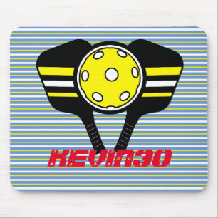 Monogramm coole Streifen Pickleball-Player gelb Mousepad