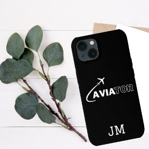 Monogramm, cooler Aviator-Flugzeug Flug, Minimalis Case-Mate iPhone Hülle