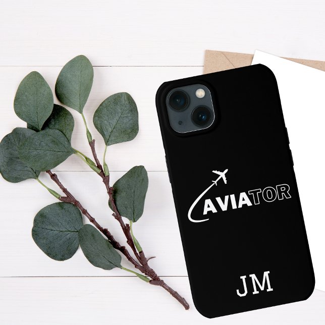 Monogramm, cooler Aviator-Flugzeug Flug, Minimalis iPhone Hülle (Von Creator hochgeladen)