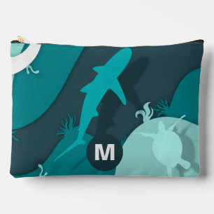 Monogramm cooler Hai und Schildkröte Abstrakter Ar Zubehörtasche