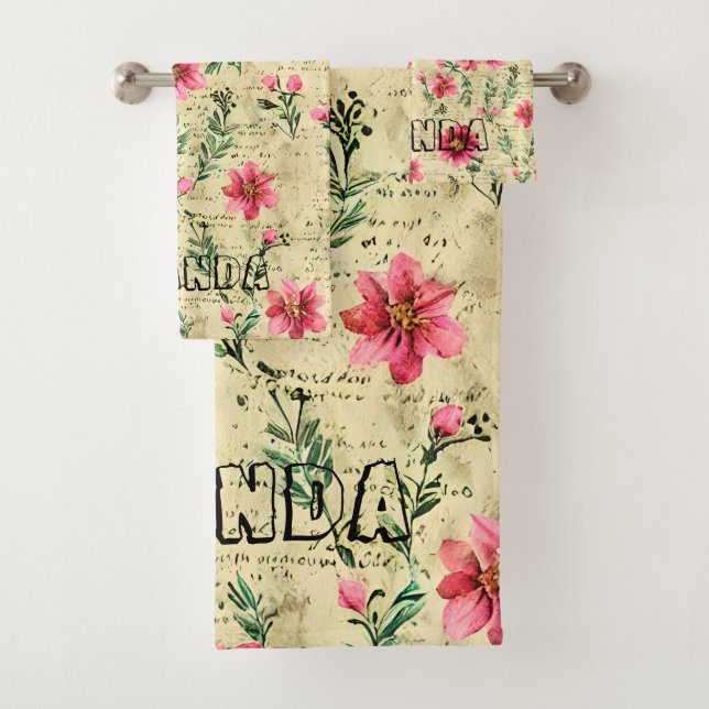 Monogramm cooler transparenter Text Retro-Scrapboo Badhandtuch Set (Insitu)