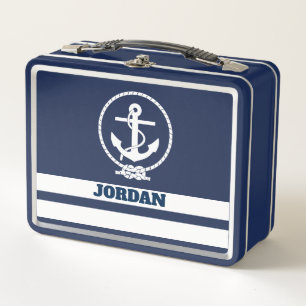 Monogramm Cooles nautisches Anker Metall Brotdose