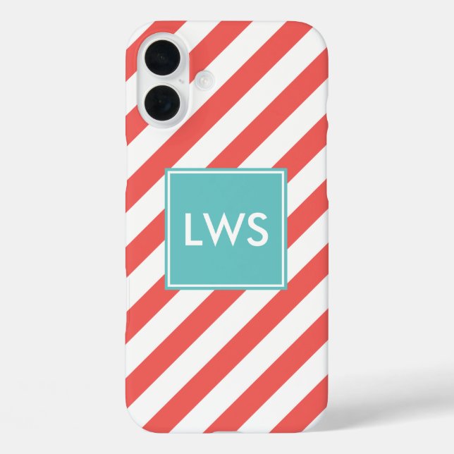 Monogramm Coral und Mint Diagonal Streifen title_seo2 (Rückseite)