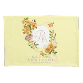 Monogramm-Creme aus der Gold-Rose Kissenbezug
