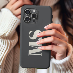 Monogramm Creme und Grau iPhone 13 Pro Max Hülle