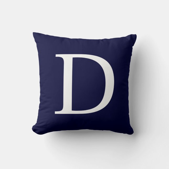 Monogramm D für Navy Blue Kissen (Vorderseite)
