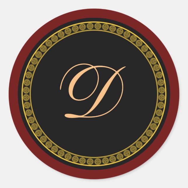 Monogramm "D" goldenes Drehbuch Runder Aufkleber (Vorderseite)