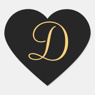 Monogramm D, goldfarbenes erstes D-Skript Herz-Aufkleber
